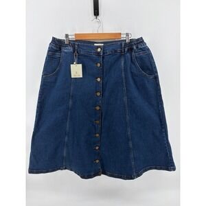 The House of Bruar, Mid-Wash Denim, Button Front Skirt, Women's Size 20, NWT